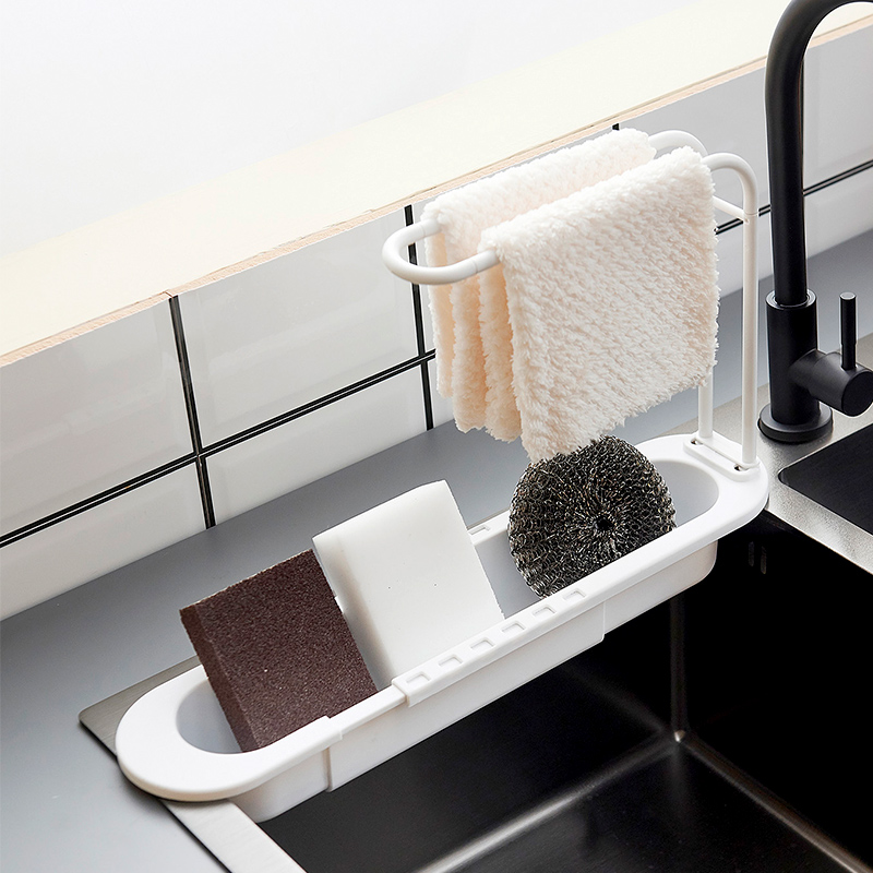 日式風格水池瀝水掛籃 可伸縮收納神器 洗菜洗碗廚房置物架