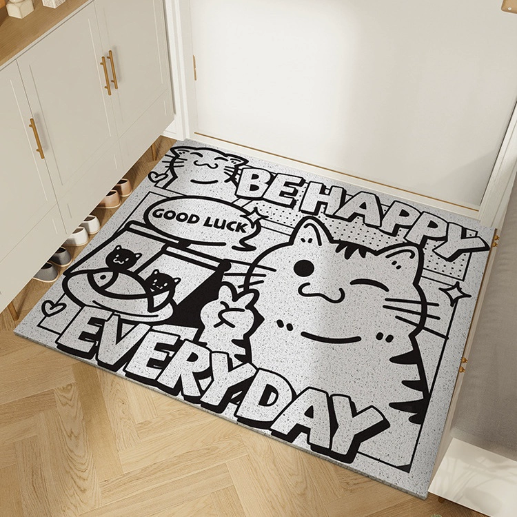 卡通小貓迎賓門墊吸塵防滑玄關客廳自由剪裁可手洗
