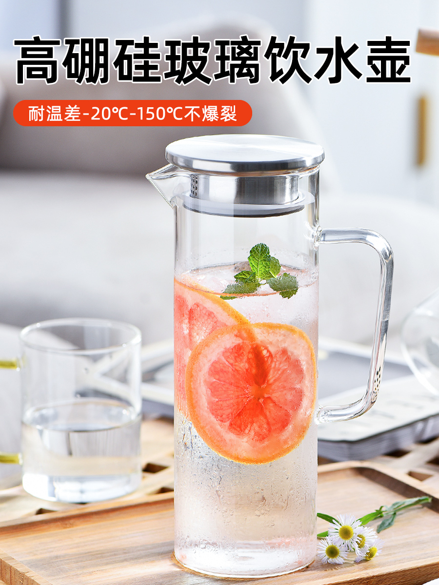 歐式高硼耐熱玻璃冷水壺家用大容量夏季涼白開水杯茶壺套裝 (8折)