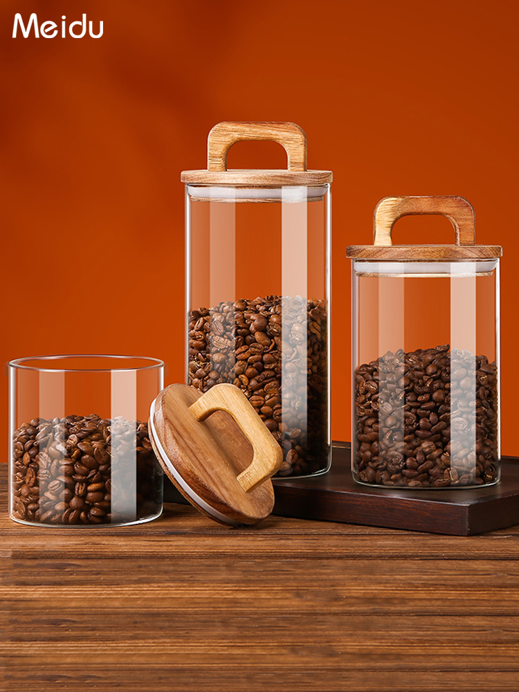 風格簡約 高質感玻璃咖啡豆密封罐 家用茶葉罐
