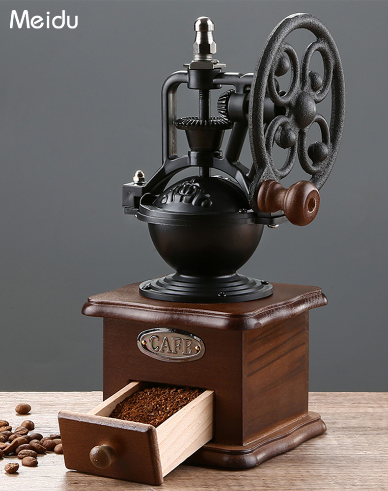 家用復古磨豆器手搖磨豆機咖啡豆研磨器小型磨粉機器具摩天輪 (8.3折)