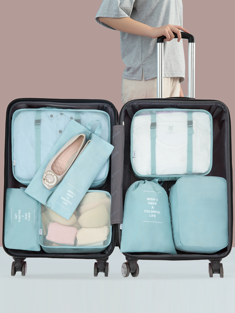 時尚斜紋收納袋分類旅遊衣物鞋子輕鬆整理行李箱