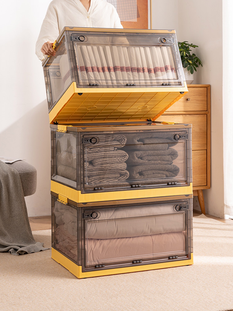 日式風格收納箱 可摺疊塑料衣物整理箱 臥室衣櫥家用大容量