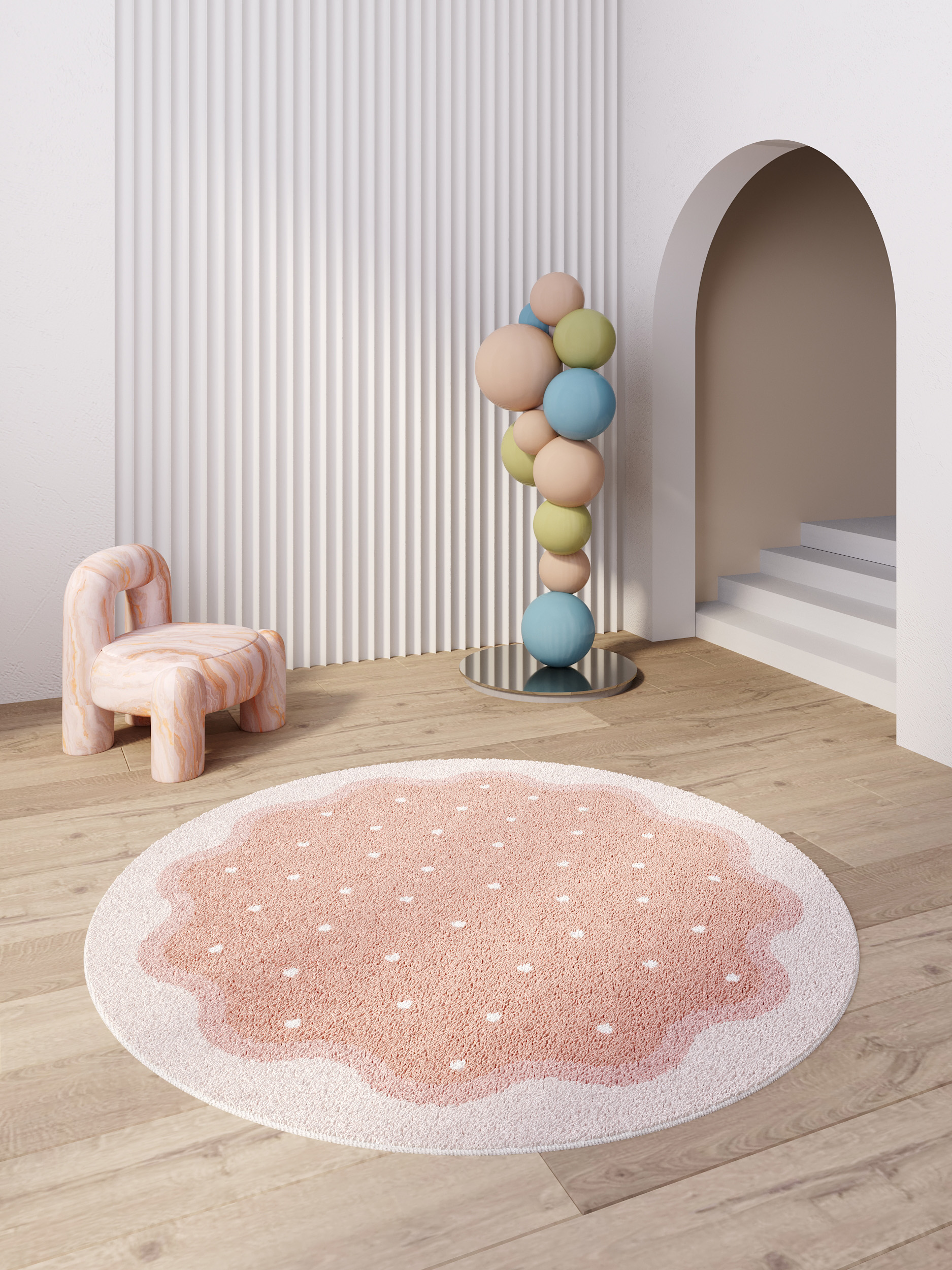 圓形地毯讓您的客廳和兒童房舒適而時尚