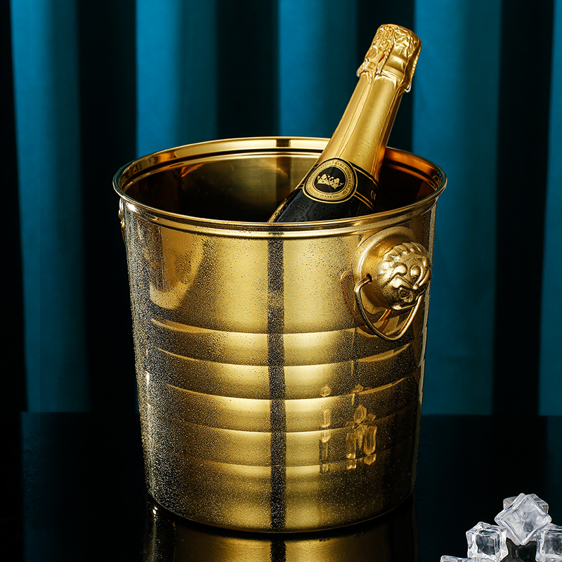 金色不鏽鋼ktv香檳桶 冰塊桶啤酒紅酒商用洗手桶 有手提柄