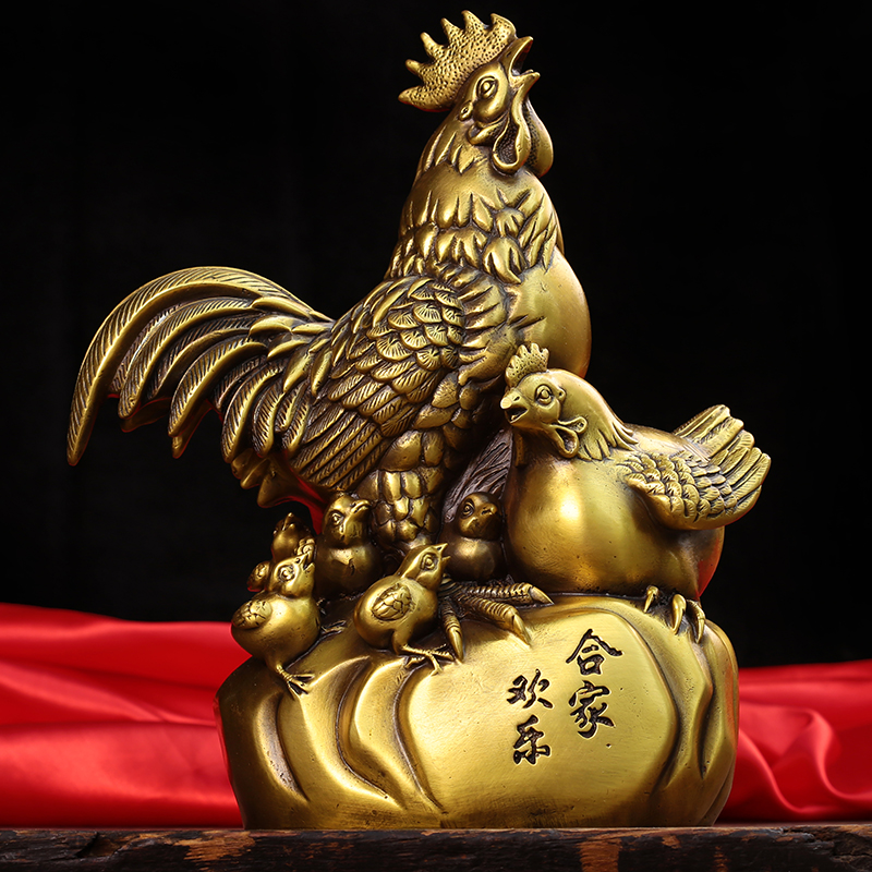 精緻純黃銅雞擺件 幸福全家福家居裝飾品