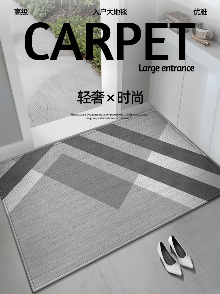 簡約現代風格玄關地墊耐髒免洗可裁剪蹭土高品質比利時絨地毯