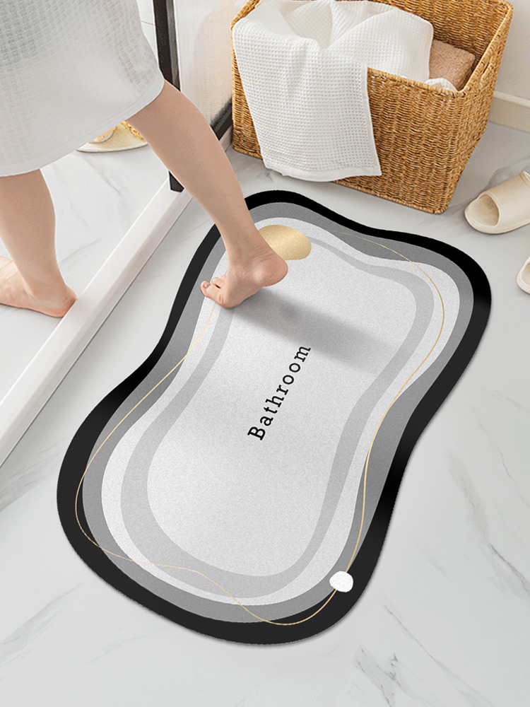 簡約現代風 天然橡膠圓圈圖案 家用浴室衛浴防滑地墊