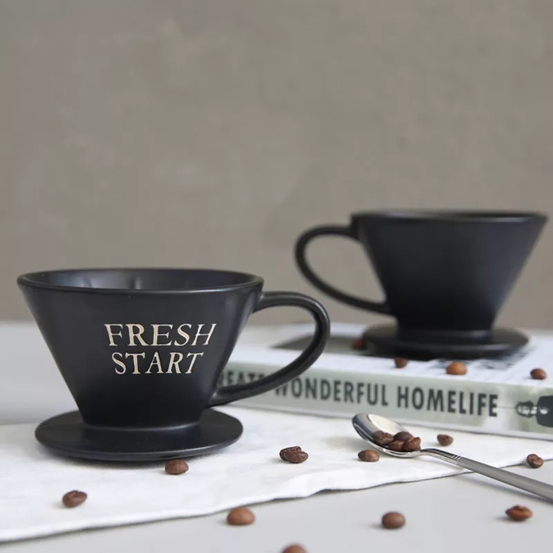 出口北歐啞光黑色 陶瓷咖啡濾杯 滴漏咖啡壺 時尚咖啡器具