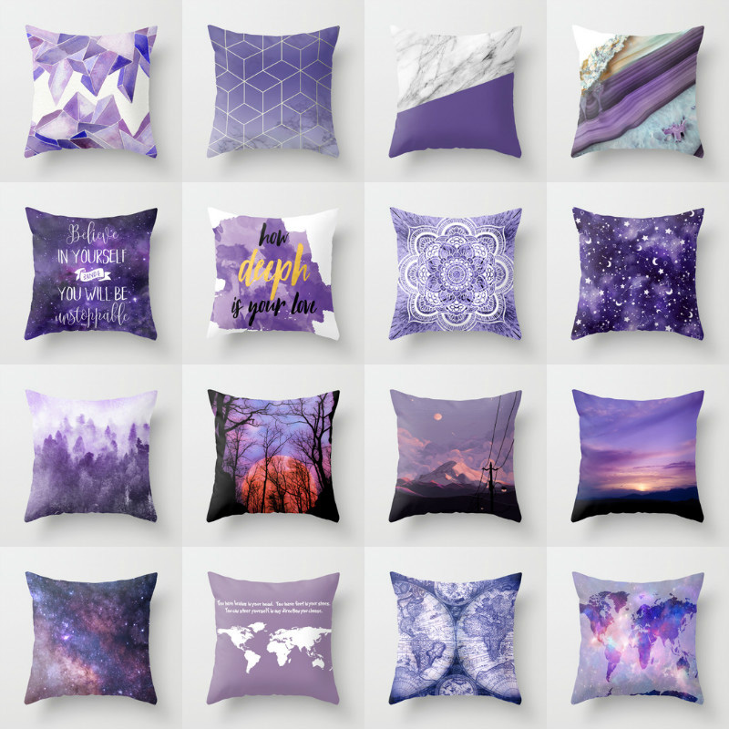 北歐風紫色系抱枕質感毛絨適合沙發客廳臥室床頭靠墊