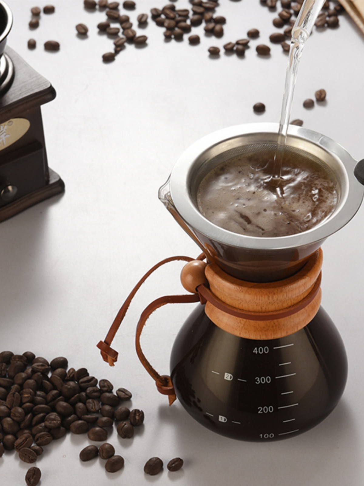 玻璃手衝咖啡壺 美式簡約復古風格 咖啡分享壺滴漏