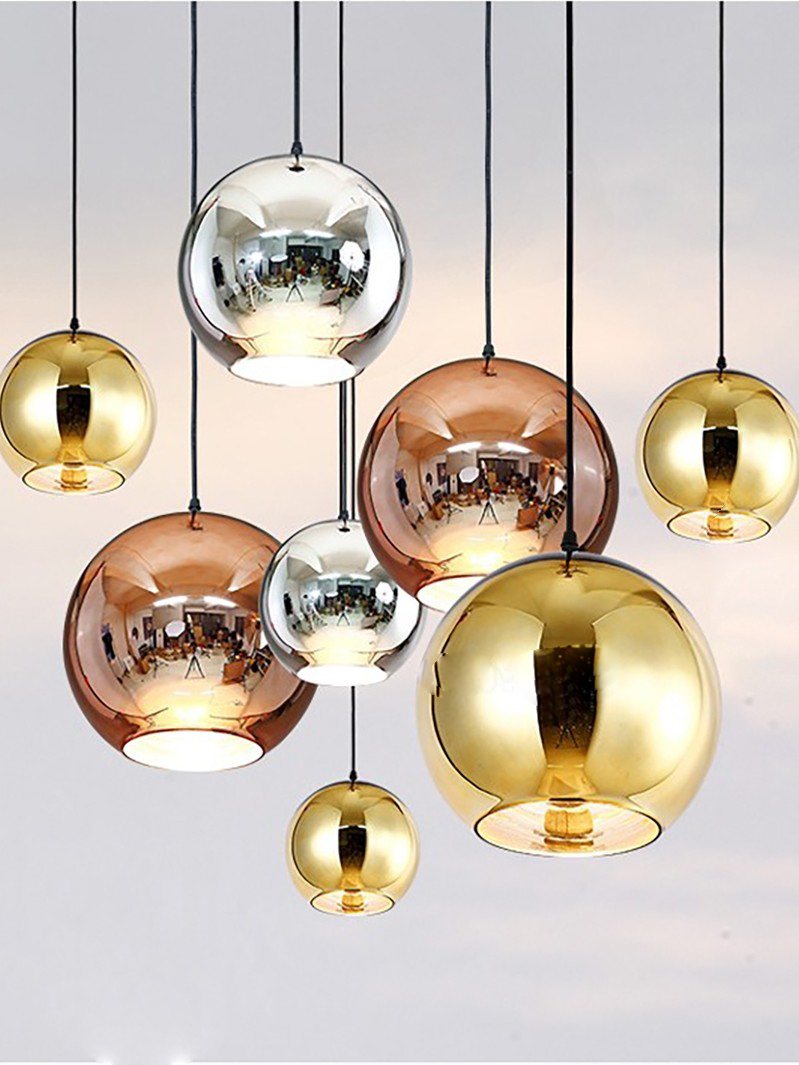 後現代簡約北歐咖啡厛餐厛吧台泡泡玻璃裝飾電鍍圓球形玻璃吊燈