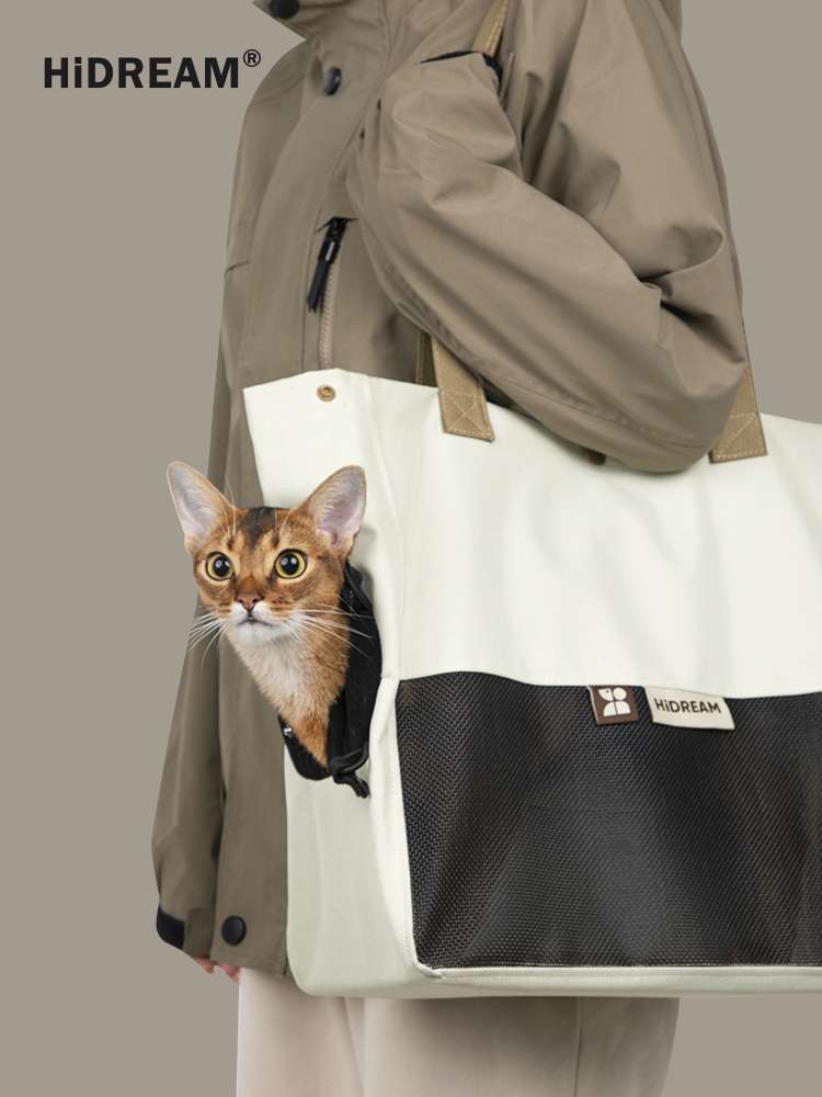 hidream單肩帆佈貓包外出便攜手提包小躰狗包輕薄輕便寵物出行包
