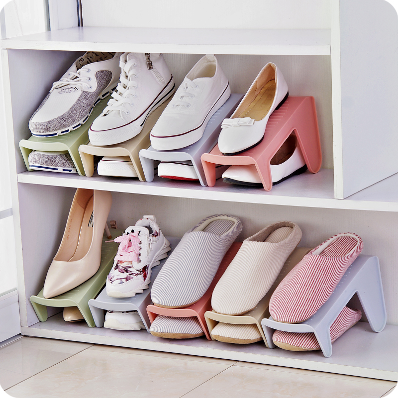 簡約鞋子雙層收納架 塑料材質整理架 創意鞋櫃鞋架