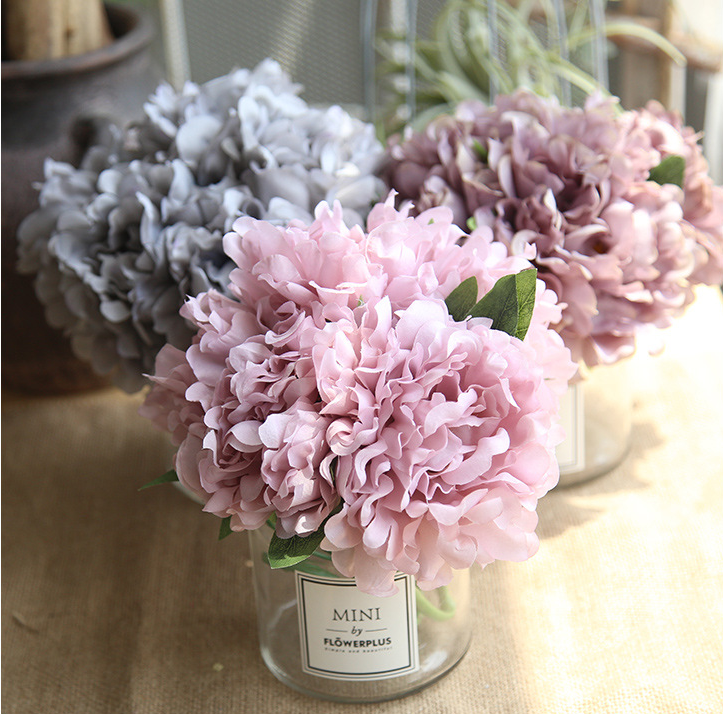 歐式現代仿真牡丹花繡球花客廳臥室餐桌花束假花擺飾