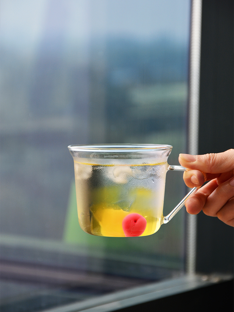 清新簡約日式玻璃拿鐵咖啡杯 耐高溫早餐牛奶杯 帶把手