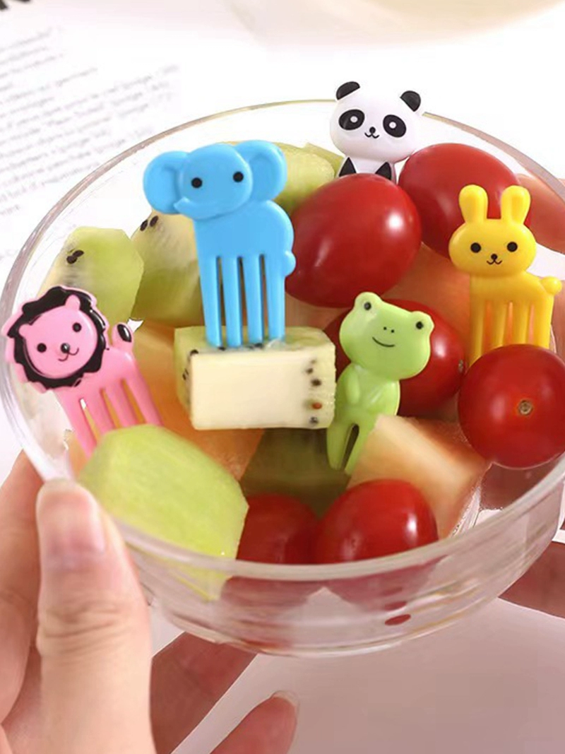 卡通水果叉造型可愛動物寶寶裝飾飯糰籤帶收納盒