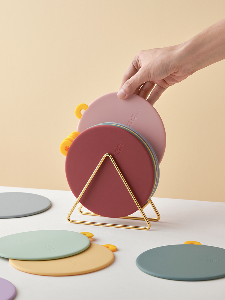 隔熱耐高溫硅膠餐墊北歐風格圓形適用廚房餐桌多種顏色可選