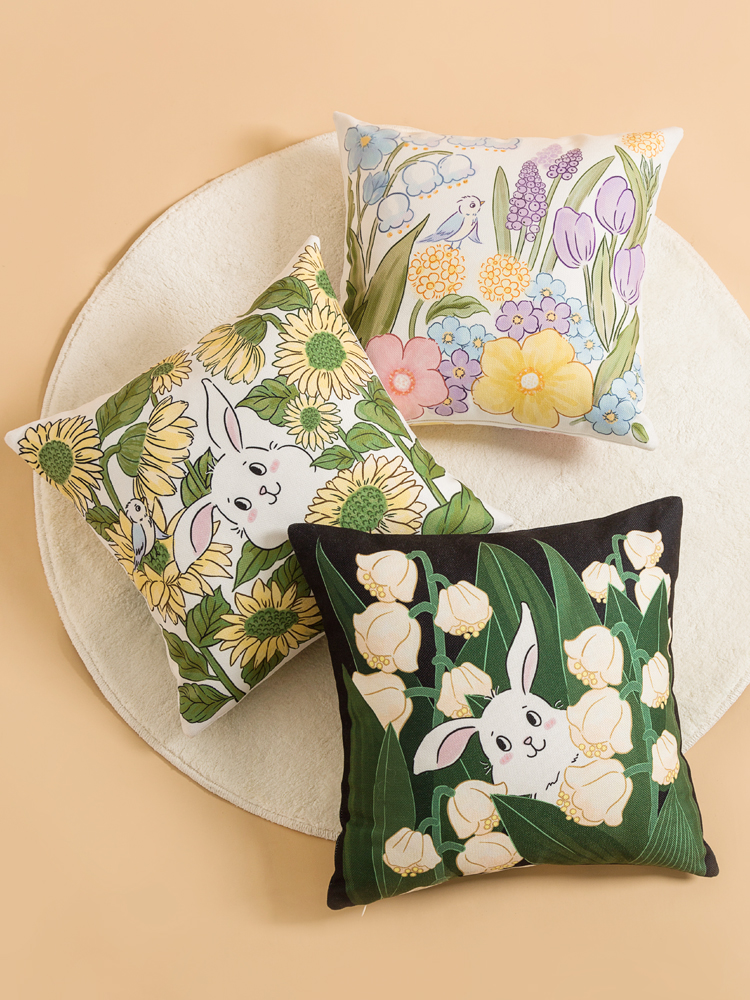 可愛兔子造型棉麻抱枕為您增添趣味居家氛圍適用於客廳或沙發雙面設計多色可選