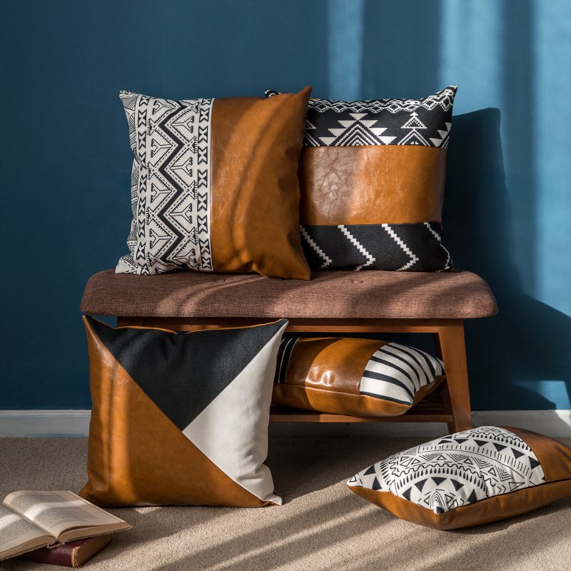 俏麗混紡幾何圖案抱枕客廳沙發靠墊簡約現代風格