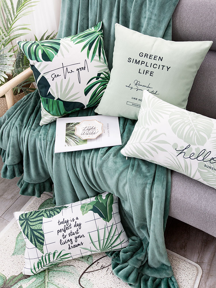 簡約北歐風格抱枕 植物花卉客廳沙發裝飾靠墊