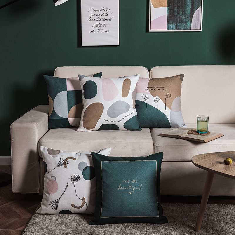簡約現代風格客廳抱枕 棉麻混紡材質 舒適柔軟 適用於沙發臥室