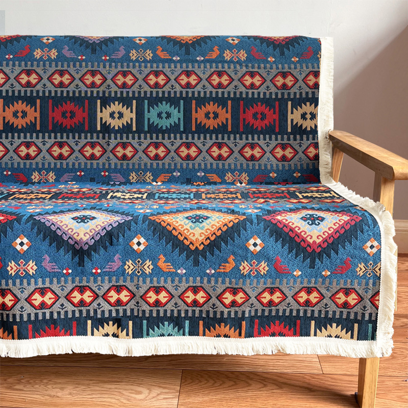 美式鄉村風沙發巾亞麻幾何圖案沙發套四季通用沙發墊蓋布