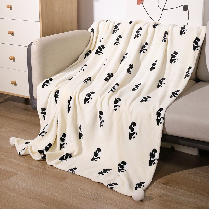 北歐風格熊貓毛毯空調毯披肩蓋毯午睡沙發毯午休小毯子珊瑚絨