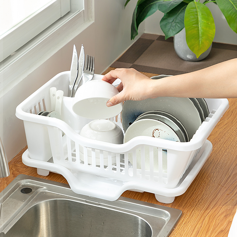 風格碗架塑料餐具瀝水籃水槽置物架廚房收納盒碗櫃用品