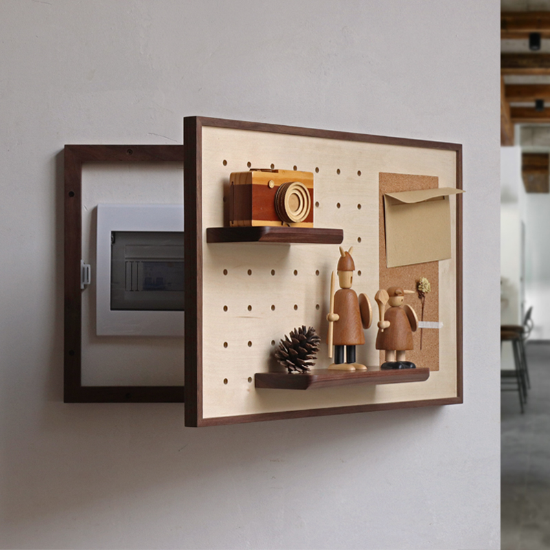 簡約北歐風木質壁掛洞洞板 電錶箱遮擋創意實木置物架 (2.5折)