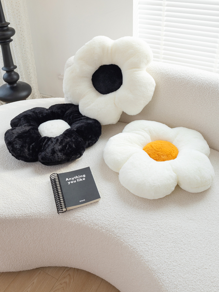 小雛菊太陽花抱枕花朵床頭靠枕客廳沙發靠坐墊飄窗高端拍攝裝飾 ins風白棕