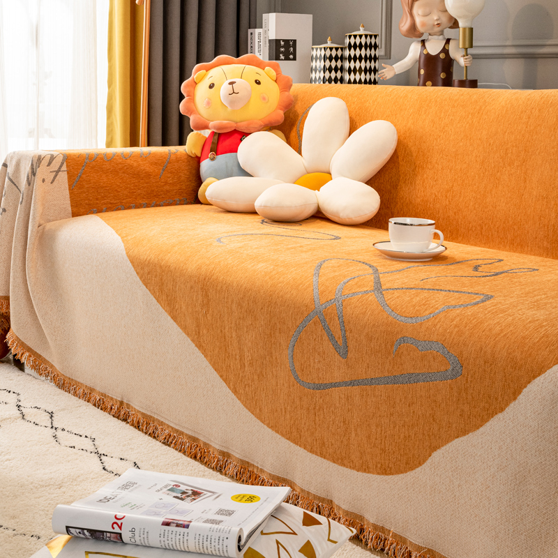 雪尼爾質感四季通用沙發墊套裝飾蓋布簡約現代風格適用於三人座沙發