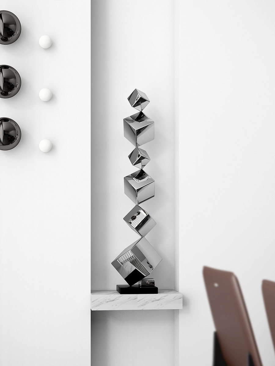 簡約現代落地擺件 不鏽鋼雕塑藝術品 家居裝飾擺件 玄關走廊擺件 (0.3折)