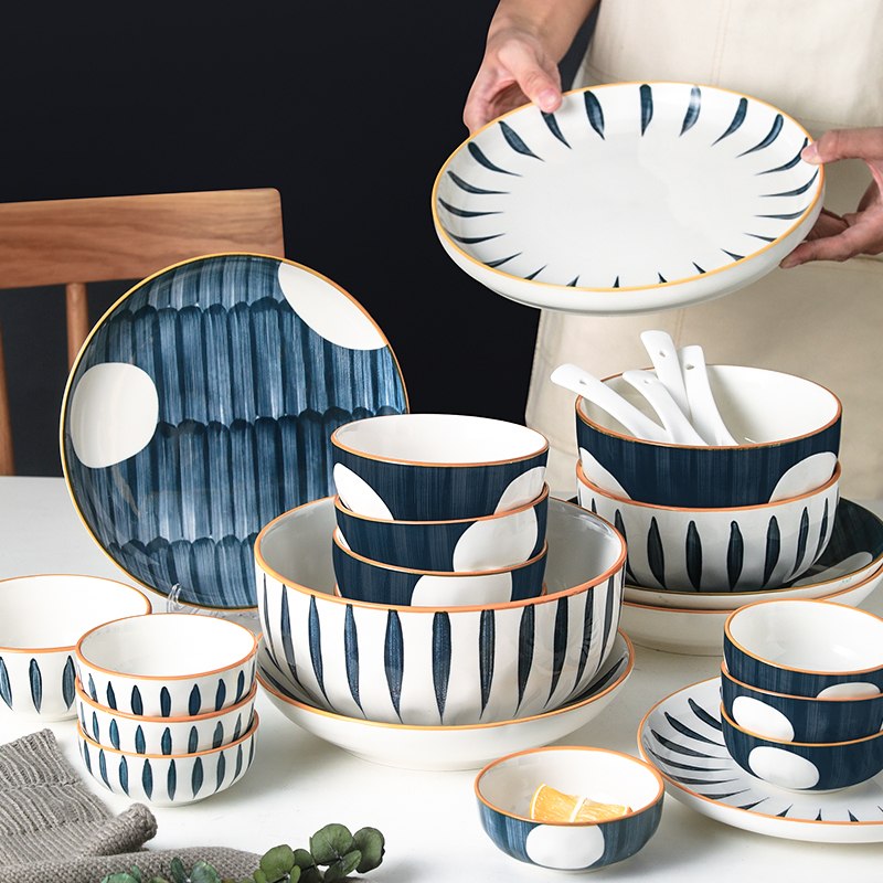 日式風格陶瓷碗餐具創意和風手繪家用吃飯大碗拉麵湯碗單個