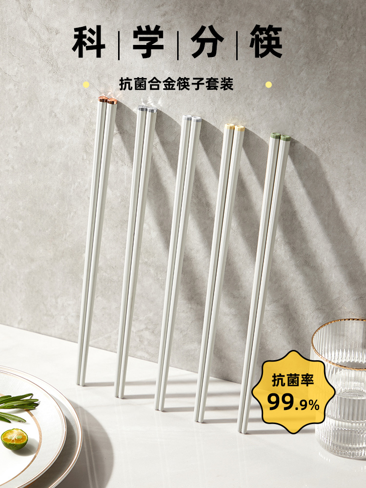 高檔合金筷子2023新款抗菌防黴耐高溫餐具家用一人一筷專用陶瓷筷
