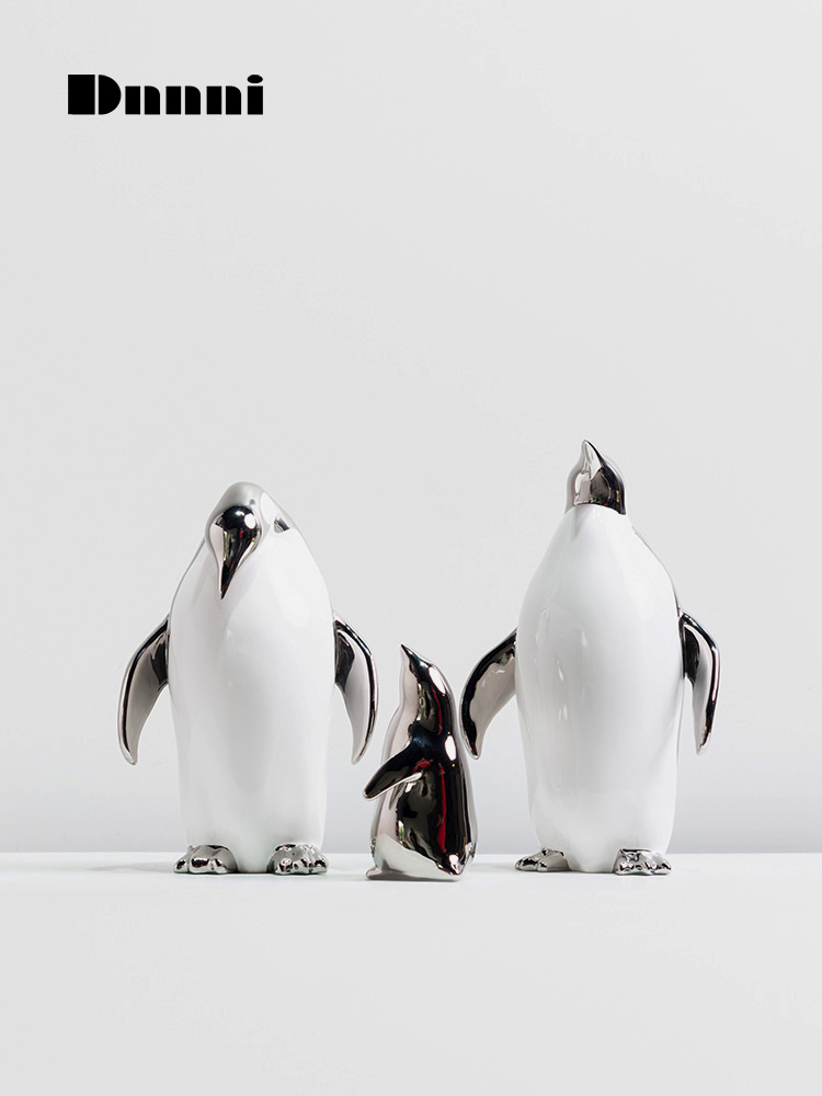 企鵝擺件簡約現代陶瓷家居客廳擺設兒童房臥室裝飾品