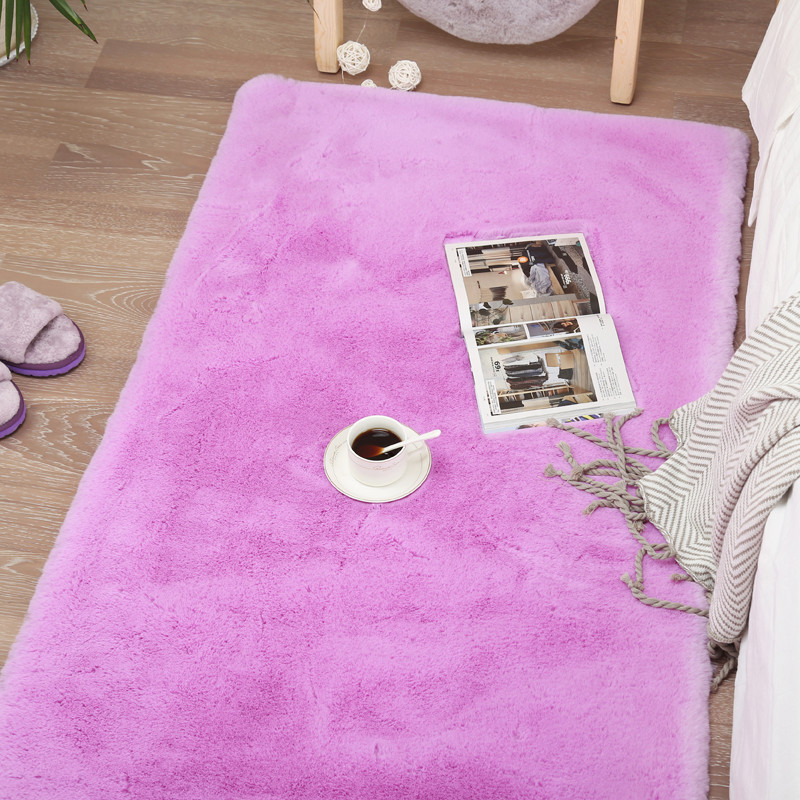 超柔暖和房間地毯客廳茶几地墊風格簡約純色仿兔毛地墊