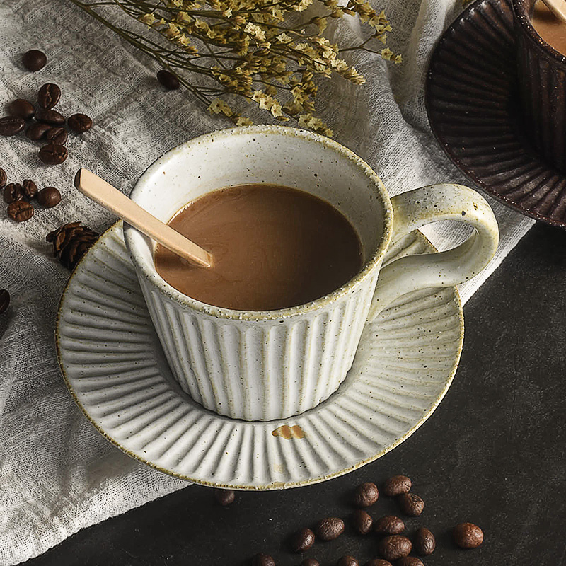 日式風格粗陶咖啡杯歐式復古風格休閒辦公室文藝馬克杯潮流手工家用陶瓷套裝杯