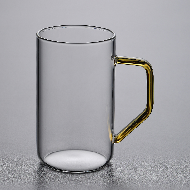 北歐風格 耐熱玻璃杯 有手柄 高硼硅玻璃杯商用辦公室透明玻璃杯