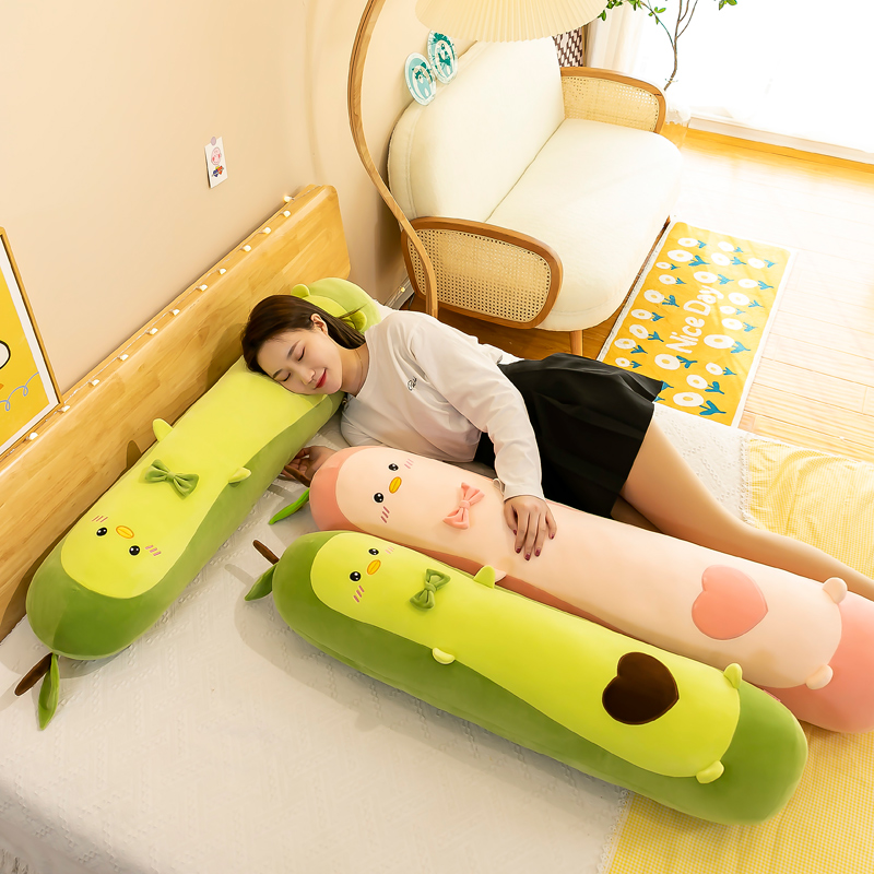 簡約小清新創意長條抱枕綠色酪梨超軟圓柱讓臥室更舒適 (5.9折)