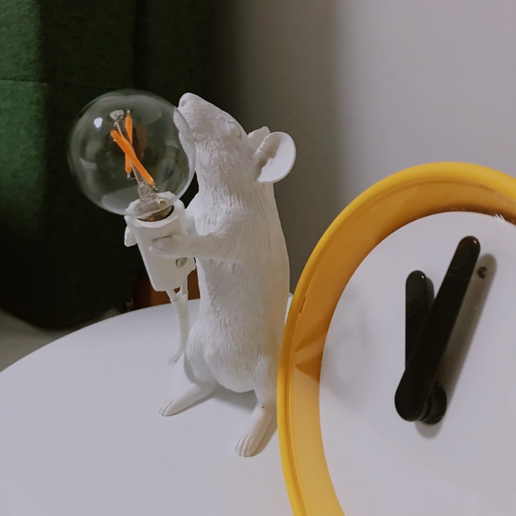 北歐創意工業風迷你動物老鼠燈 客廳臥室裝飾檯燈
