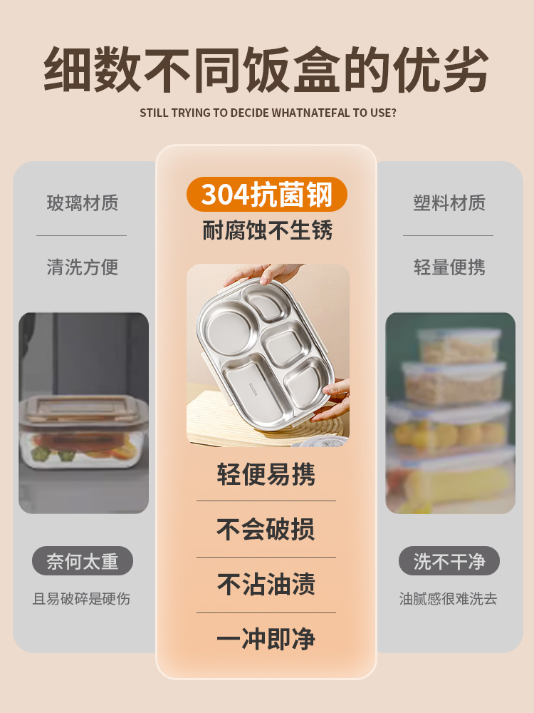 韓笑304不鏽鋼雙層保鮮防燙餐具盒學生兒童上學上班使用 (0.9折)