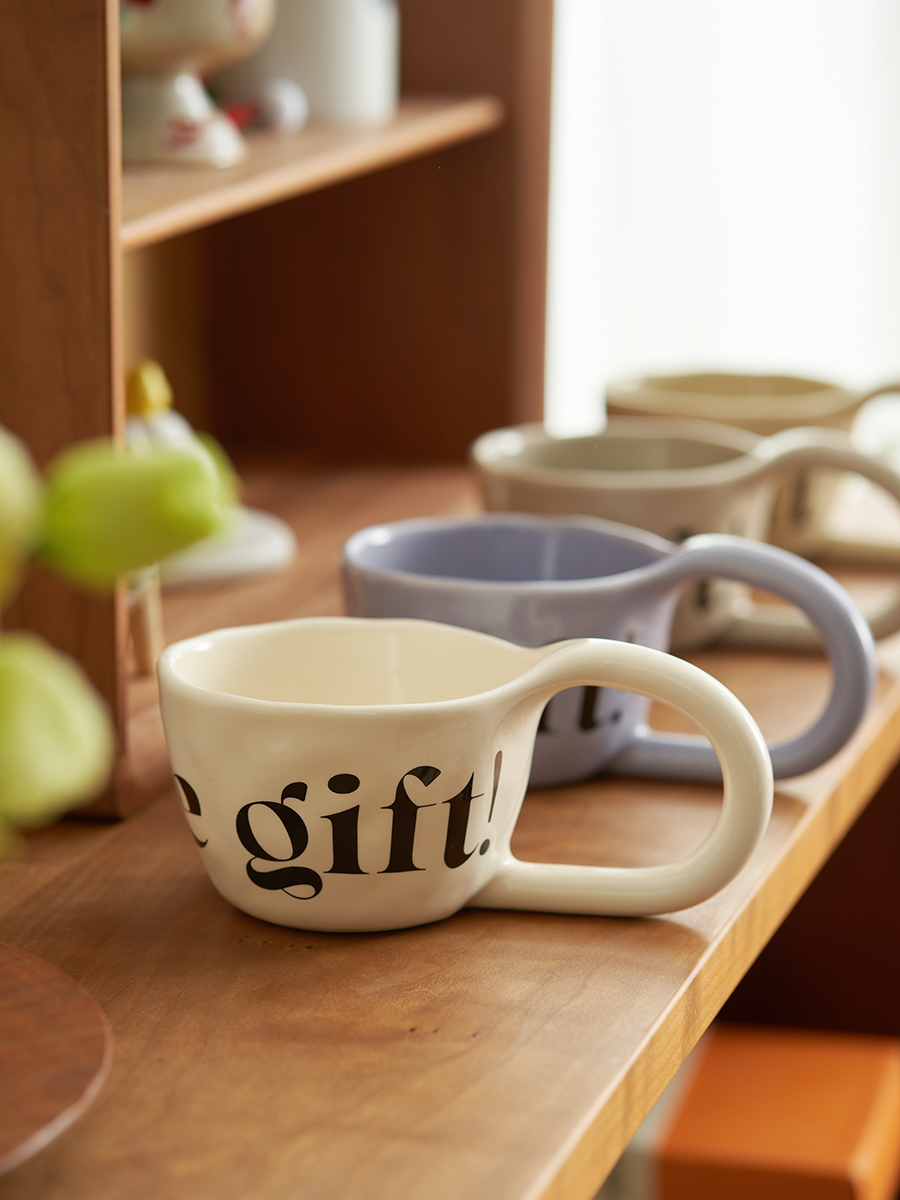法式英文陶瓷咖啡杯 辦公室下午茶創意大把手小眾設計感 (8.3折)