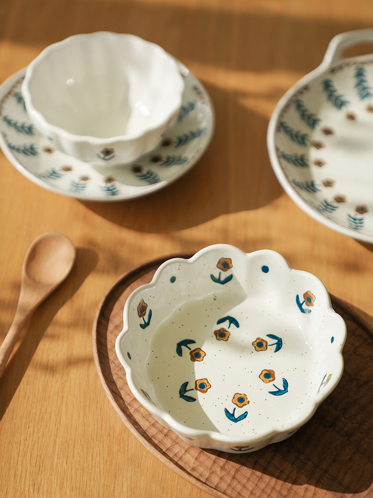 日式風格高顏值陶瓷餐具復古創意沙拉碗家用粗陶拌水果蔬菜 (8.3折)