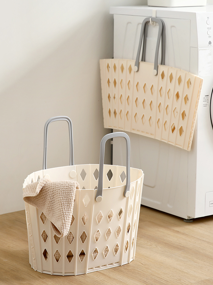 日式純色摺疊洗衣籃家用可摺疊髒衣籃浴室衛生間壁掛放衣物 (2.7折)