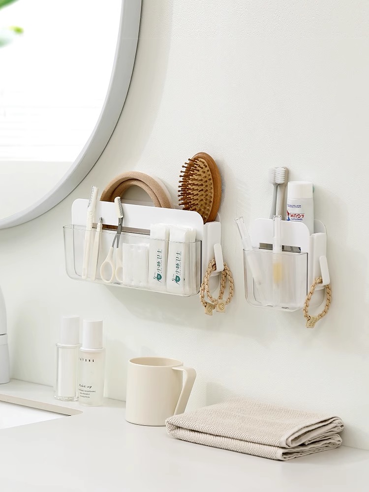 免打孔浴室置物架 塑料材質 兩層設計 輕鬆收納化妝品