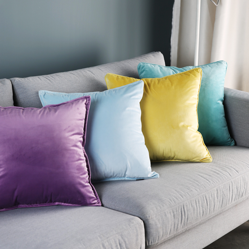天鵝絨純色靠枕 舒適抱枕 簡約現代風格 辦公室臥室用品