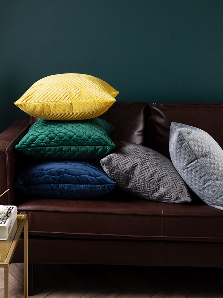 簡約現代風絎縫絲絨舒適柔軟辦公室護腰抱枕套