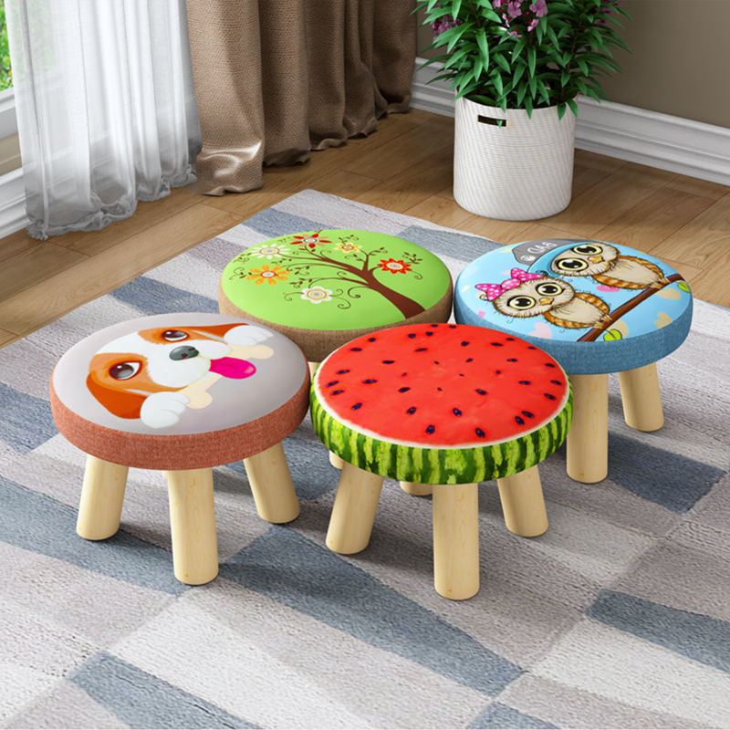 超萌動物矮凳布藝小凳子兒童換鞋凳實木沙發凳茶几凳家用