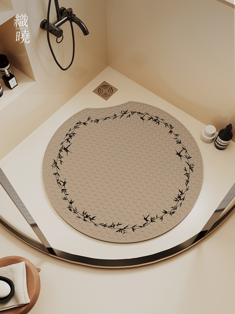 圓形pvc浴室防滑地墊 缺口缺口防摔腳墊 吸盤墊 家用免洗可擦
